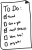 Handwritten to-do list.