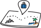 Map with travel route.